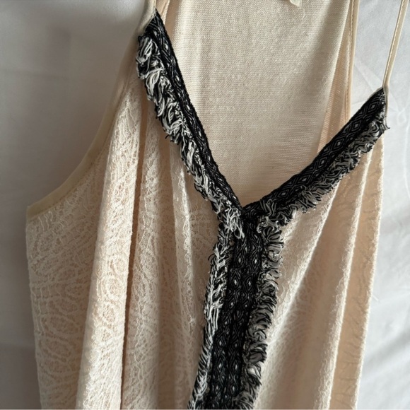 Anthropologie | Akemi + Kin Crossroads Cream Lace Black Fringe Tank Top Size M - Picture 4 of 14